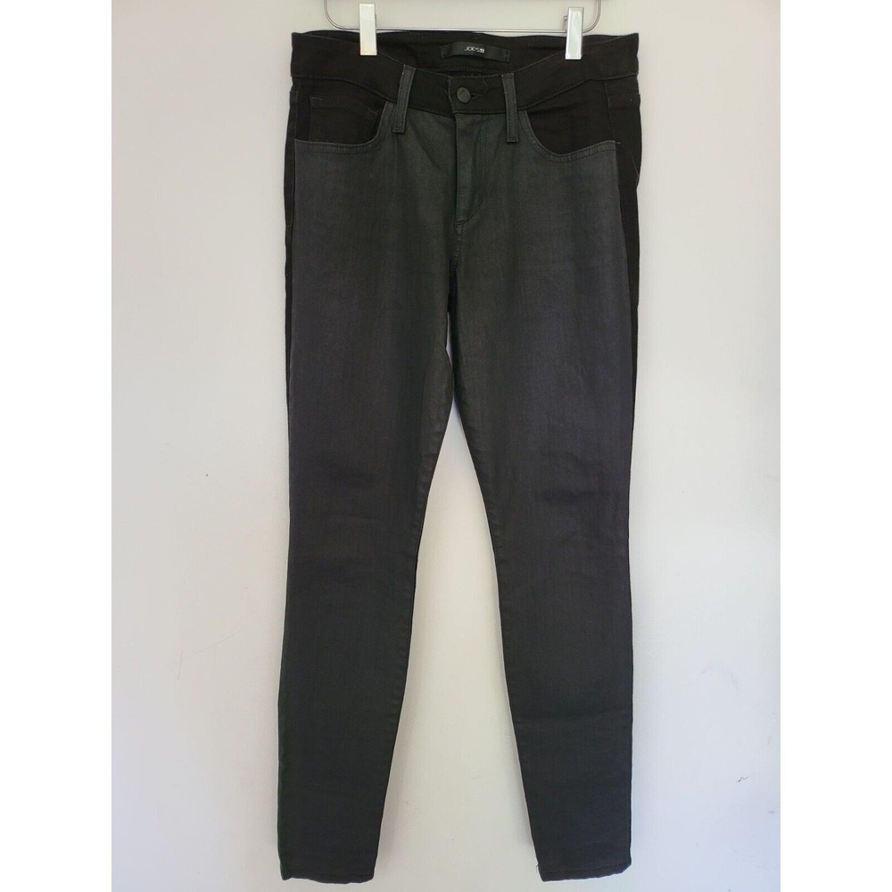 Joe's Jeans Polly Front Panel Wax Coated 28 Womens‎ Black Mid Rise Skinny Leg
